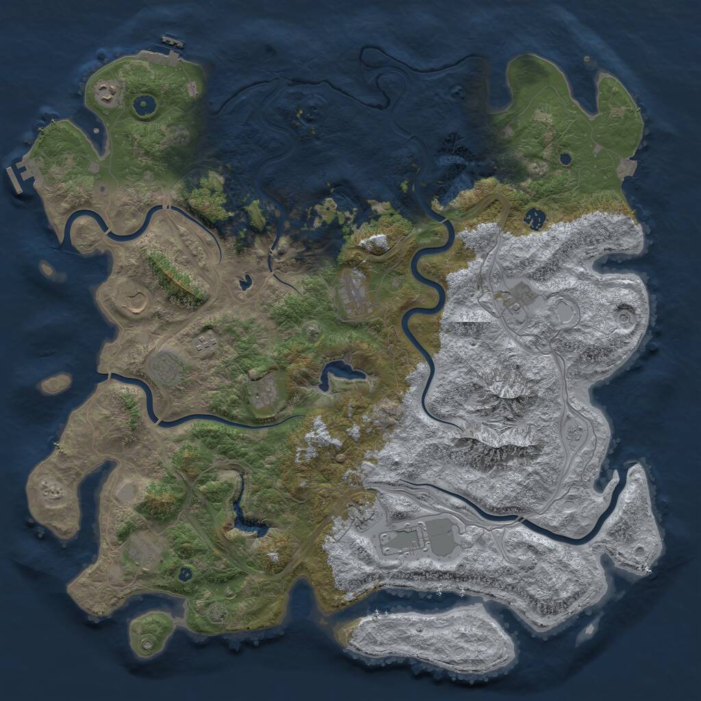 Rust Map: Procedural Map, Size: 5000, Seed: 484396338, 17 Monuments