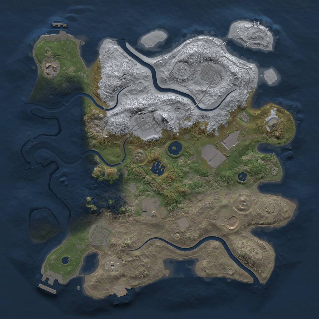 Rust Map: Procedural Map, Size: 3500, Seed: 2071449960, 15 Monuments