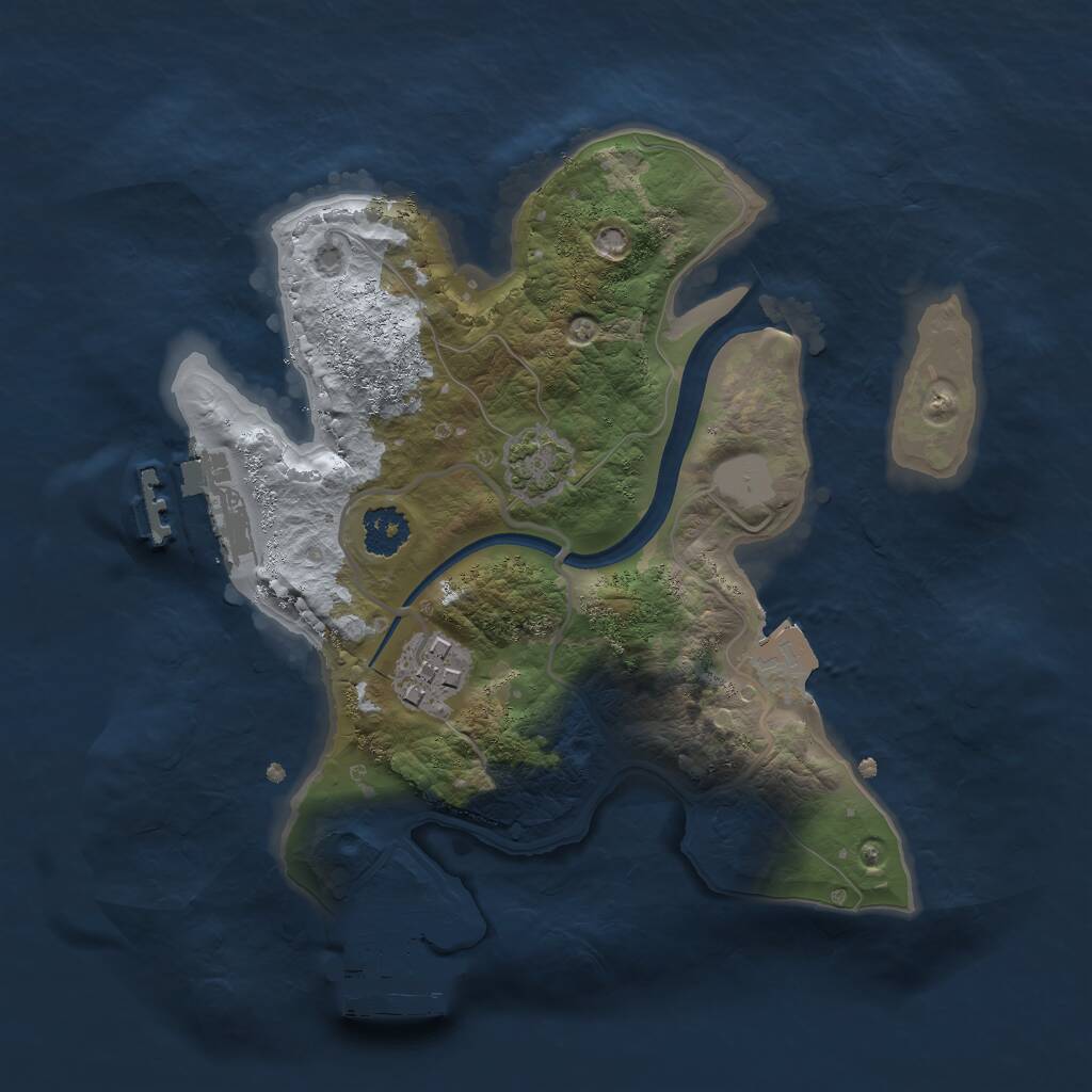 Rust Map: Procedural Map, Size: 2250, Seed: 977340607, 5 Monuments