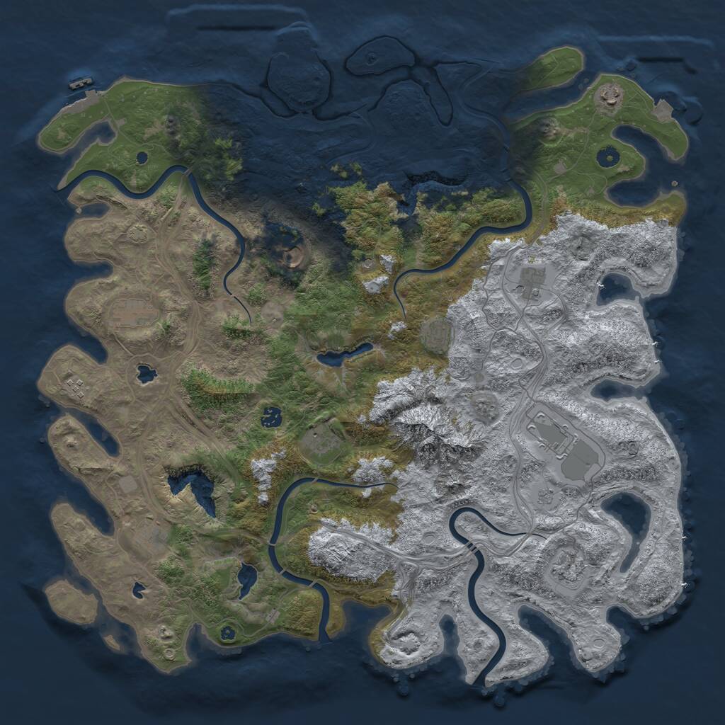 Rust Map: Procedural Map, Size: 5000, Seed: 1217015721, 17 Monuments