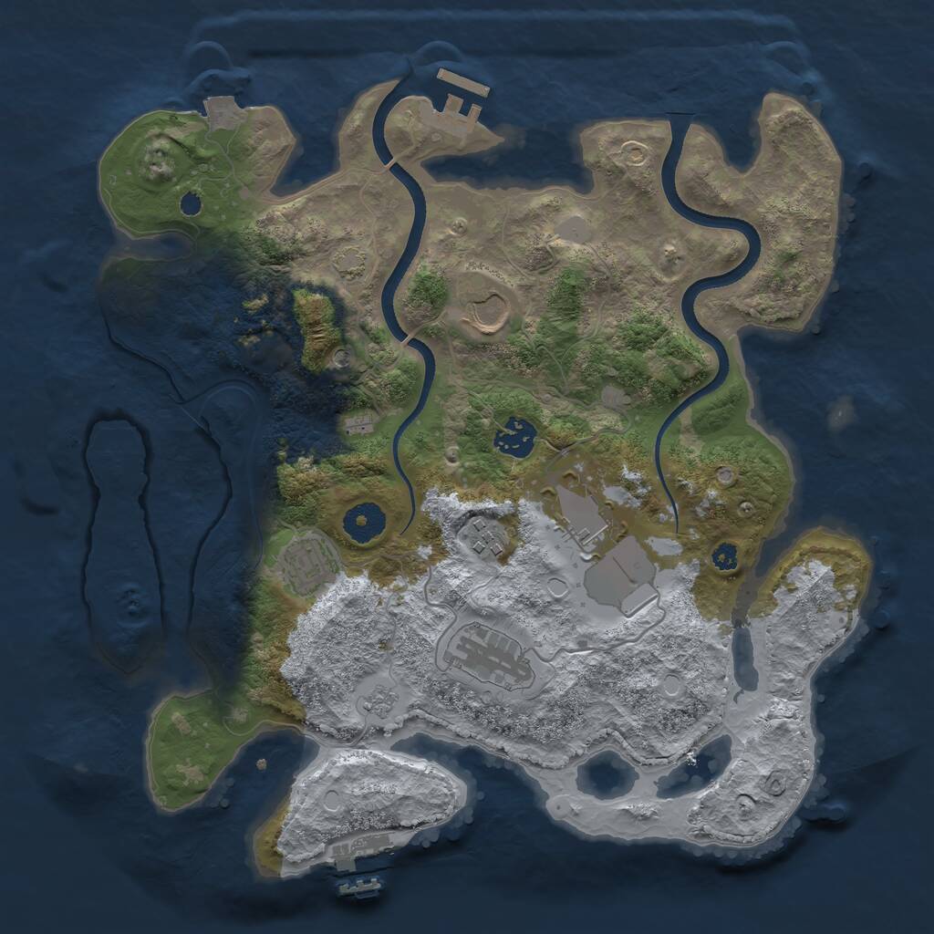 Rust Map: Procedural Map, Size: 3500, Seed: 850994298, 12 Monuments