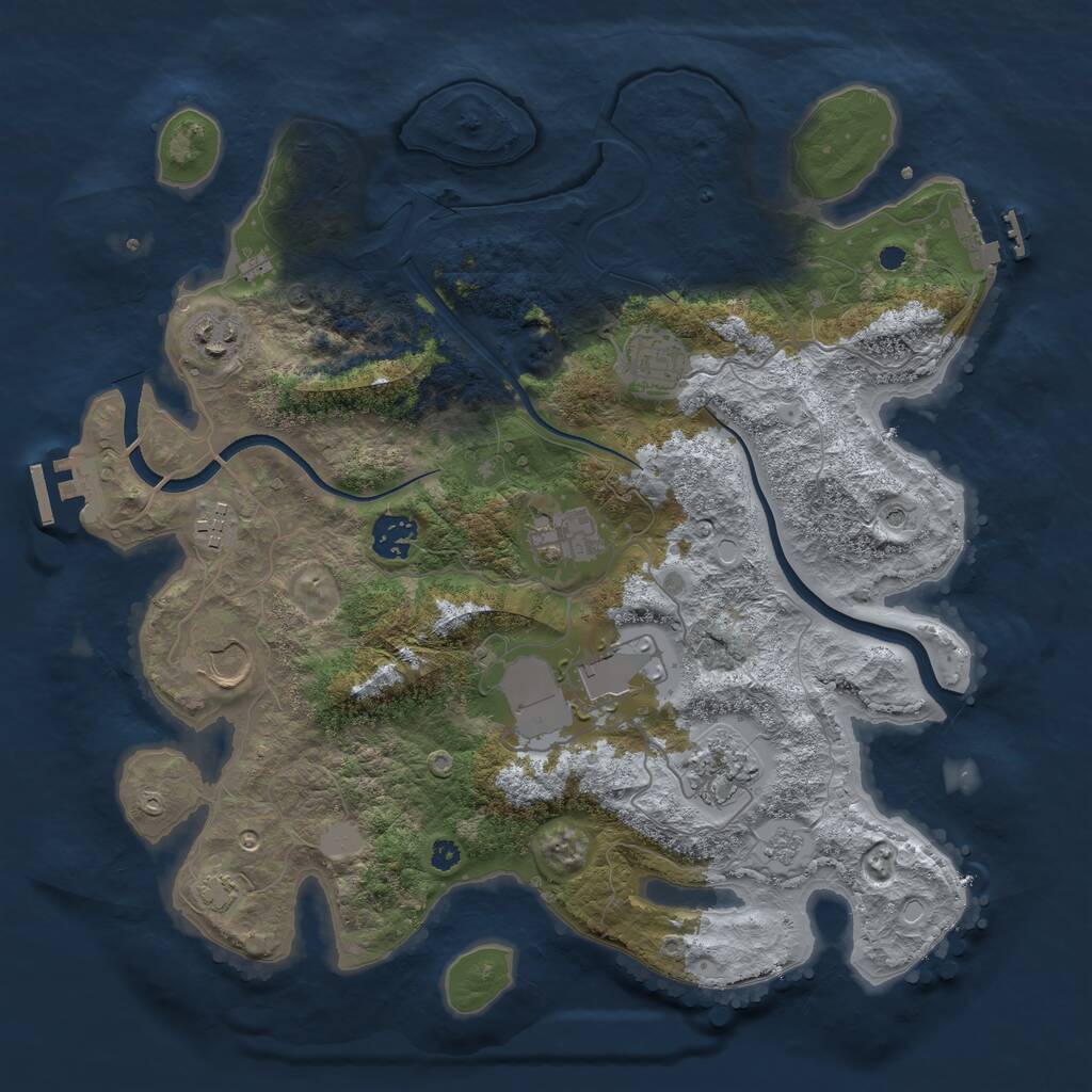 Rust Map: Procedural Map, Size: 3600, Seed: 42952080, 14 Monuments