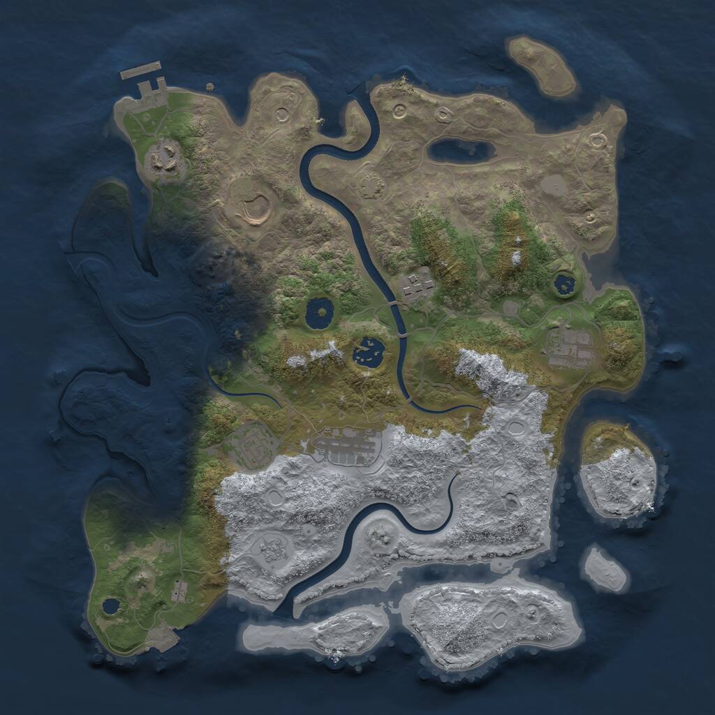 Rust Map: Procedural Map, Size: 3500, Seed: 1243643676, 12 Monuments