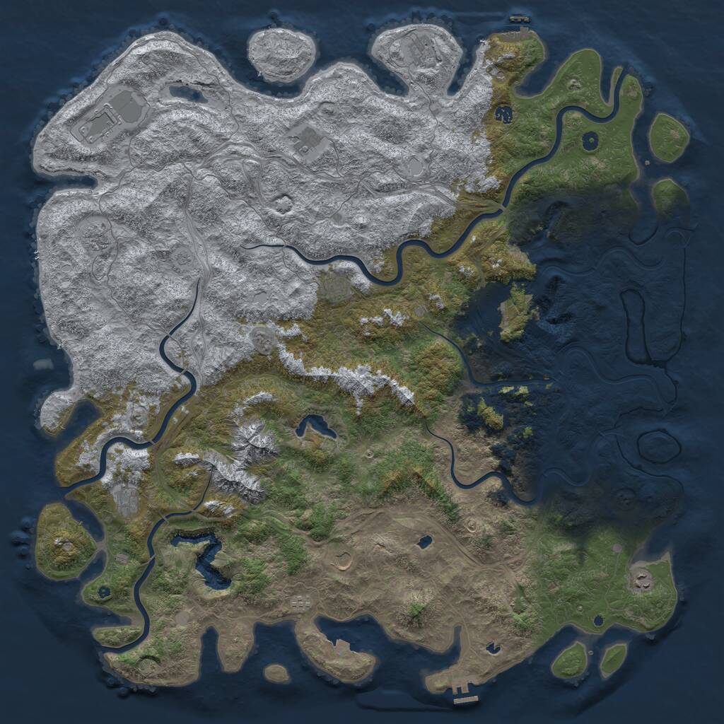 Rust Map: Procedural Map, Size: 6000, Seed: 595780780, 17 Monuments
