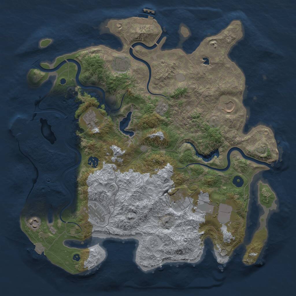 Rust Map: Procedural Map, Size: 4050, Seed: 77506015, 15 Monuments