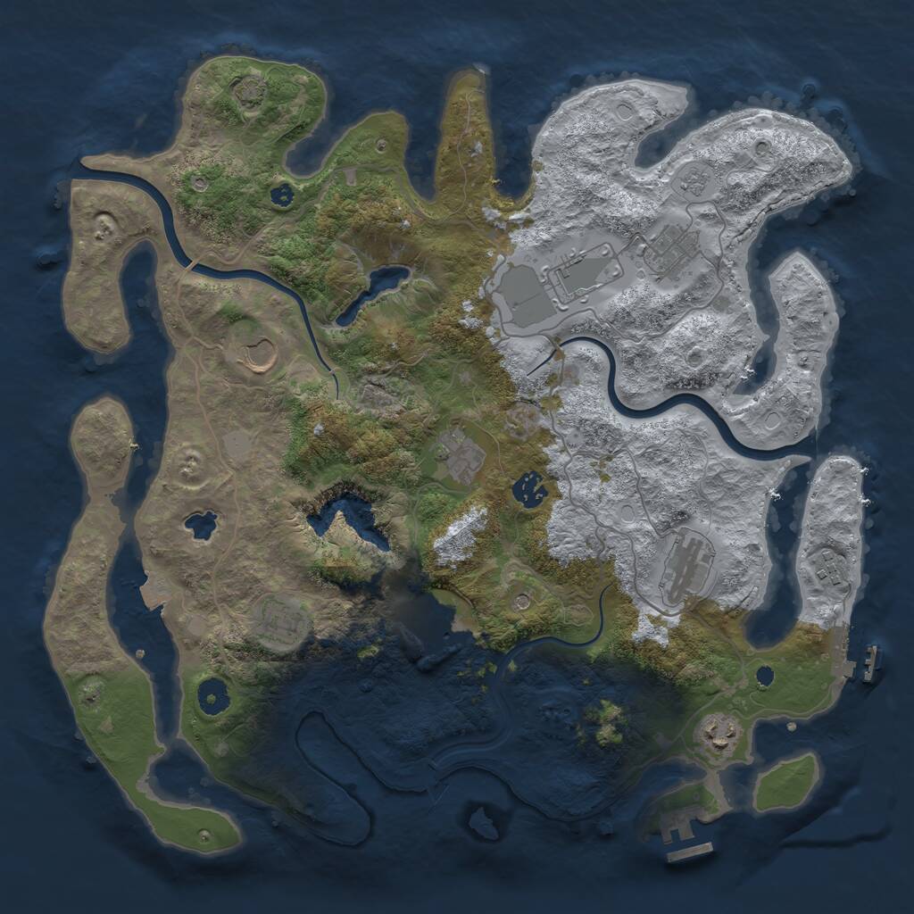 Rust Map: Procedural Map, Size: 4000, Seed: 12757, 16 Monuments