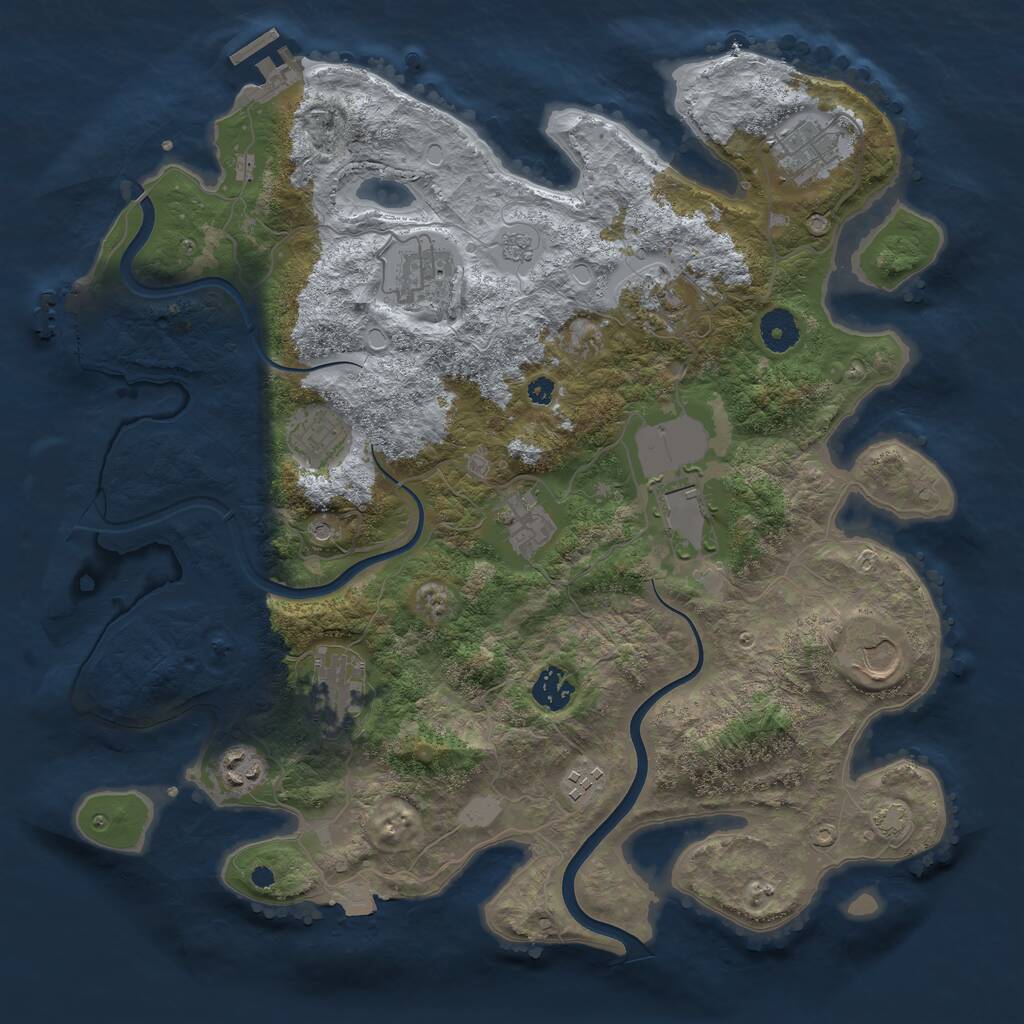 Rust Map: Procedural Map, Size: 3800, Seed: 791077625, 17 Monuments