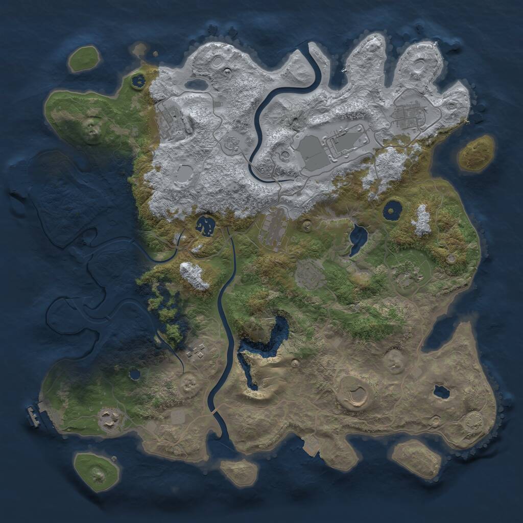 Rust Map: Procedural Map, Size: 4000, Seed: 1237491, 16 Monuments