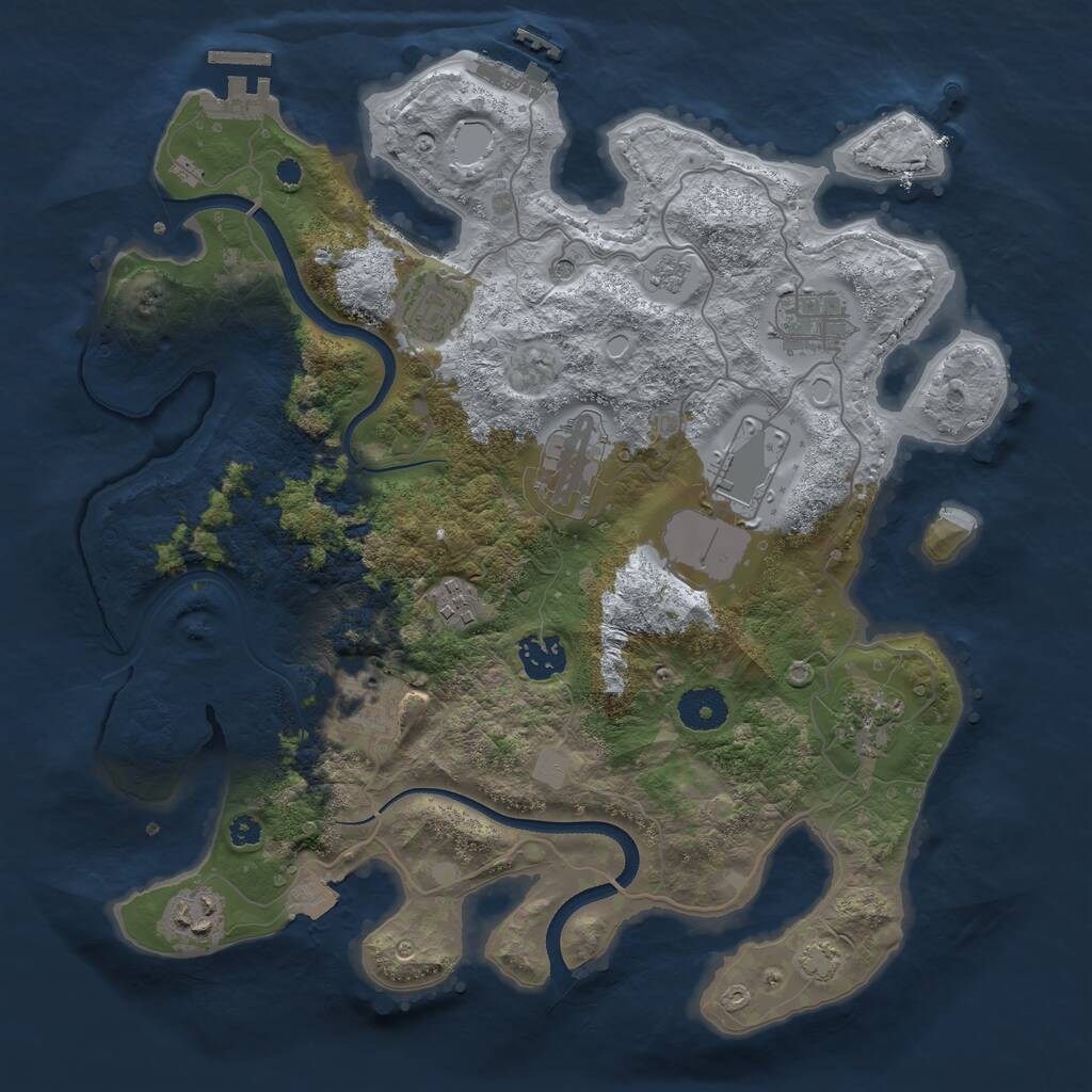 Rust Map: Procedural Map, Size: 3500, Seed: 17605707, 15 Monuments