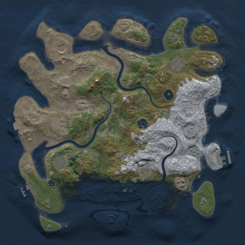 Rust Map: Procedural Map, Size: 3750, Seed: 1245, 14 Monuments
