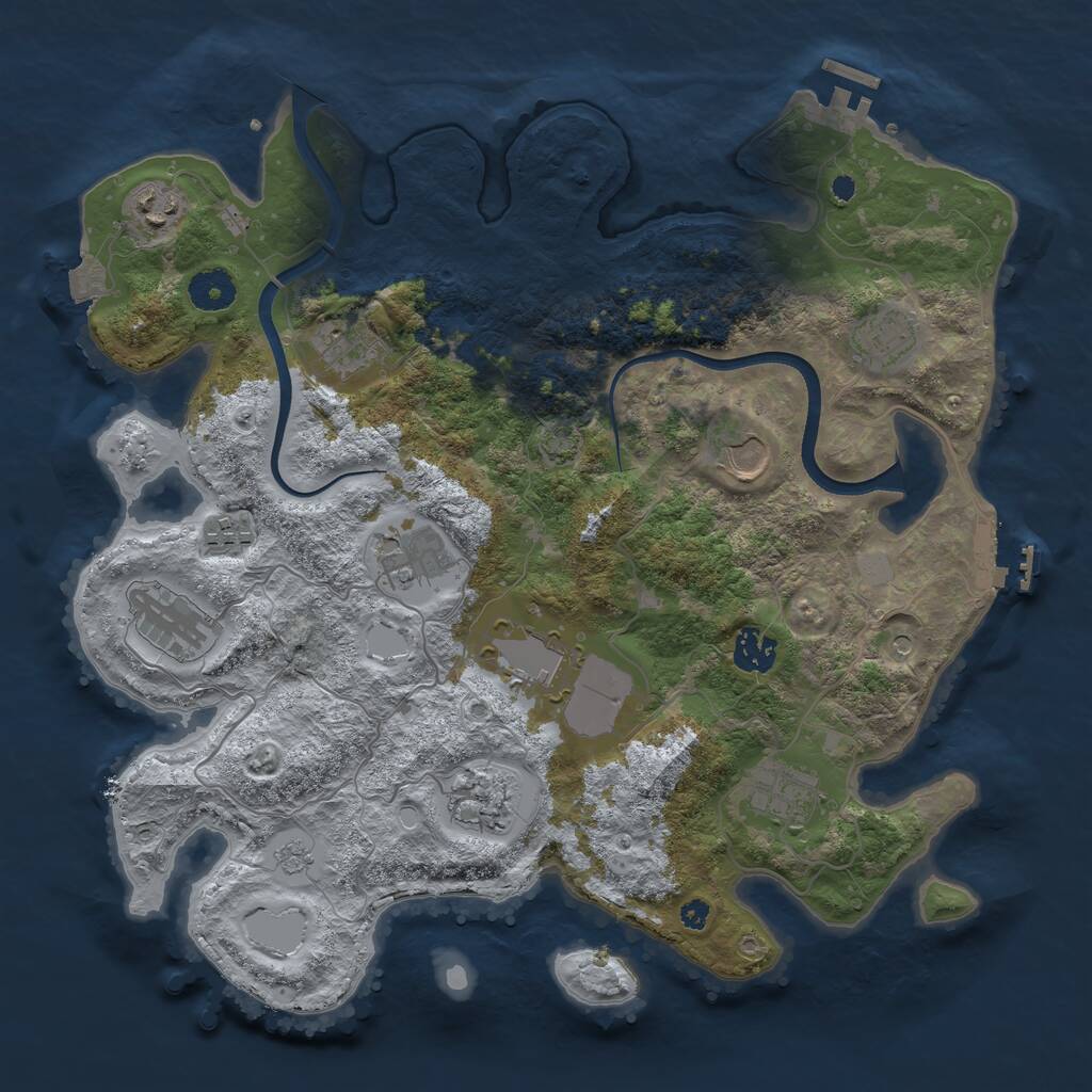 Rust Map: Procedural Map, Size: 3700, Seed: 1895860644, 17 Monuments