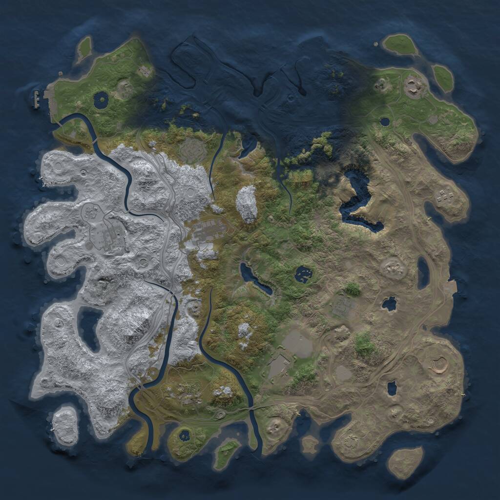 Rust Map: Procedural Map, Size: 4500, Seed: 264132282, 16 Monuments