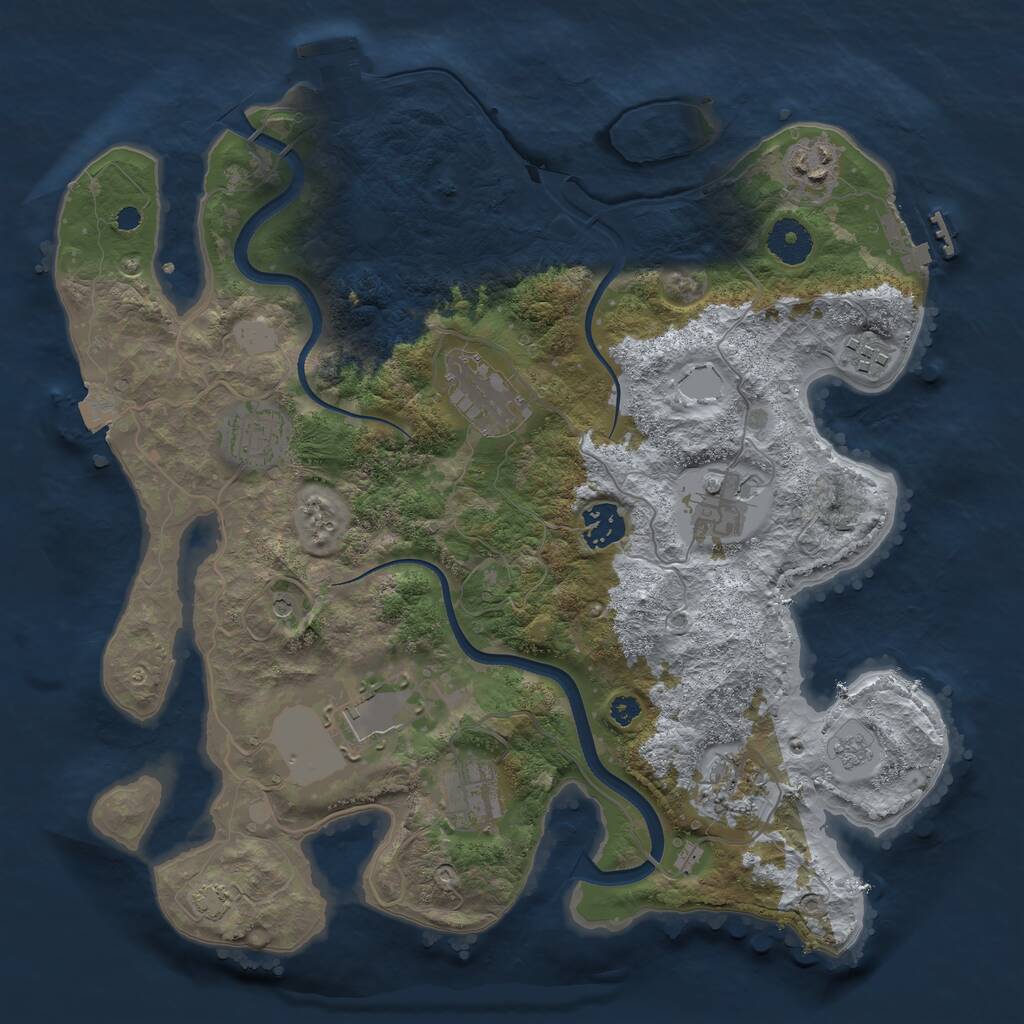 Rust Map: Procedural Map, Size: 3500, Seed: 2099721161, 15 Monuments