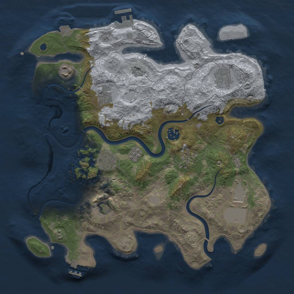 Rust Map: Procedural Map, Size: 3500, Seed: 2558, 15 Monuments