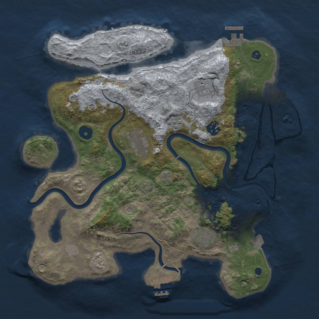 Rust Map: Procedural Map, Size: 3500, Seed: 1375619882, 11 Monuments