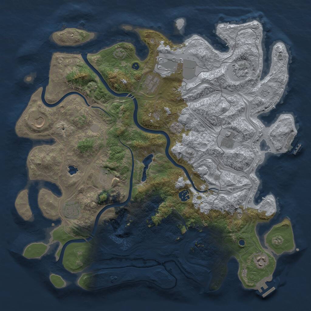 Rust Map: Procedural Map, Size: 4250, Seed: 644617393, 16 Monuments