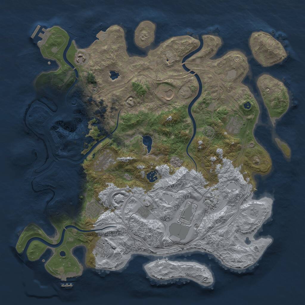 Rust Map: Procedural Map, Size: 4250, Seed: 833435535, 17 Monuments