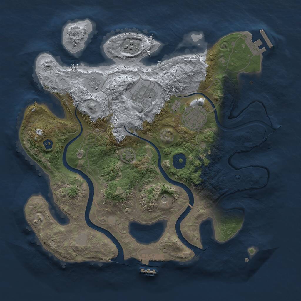 Rust Map: Procedural Map, Size: 3000, Seed: 2104, 9 Monuments