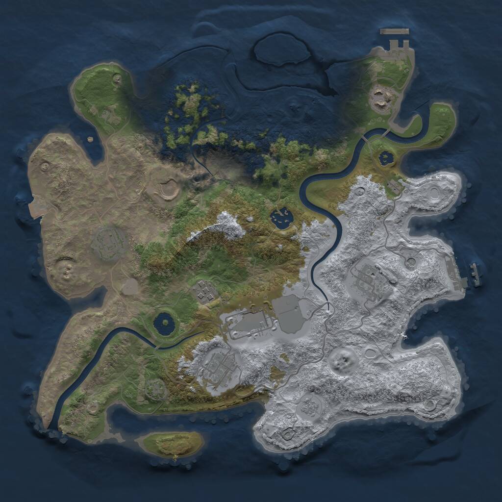 Rust Map: Procedural Map, Size: 3500, Seed: 1851191934, 14 Monuments