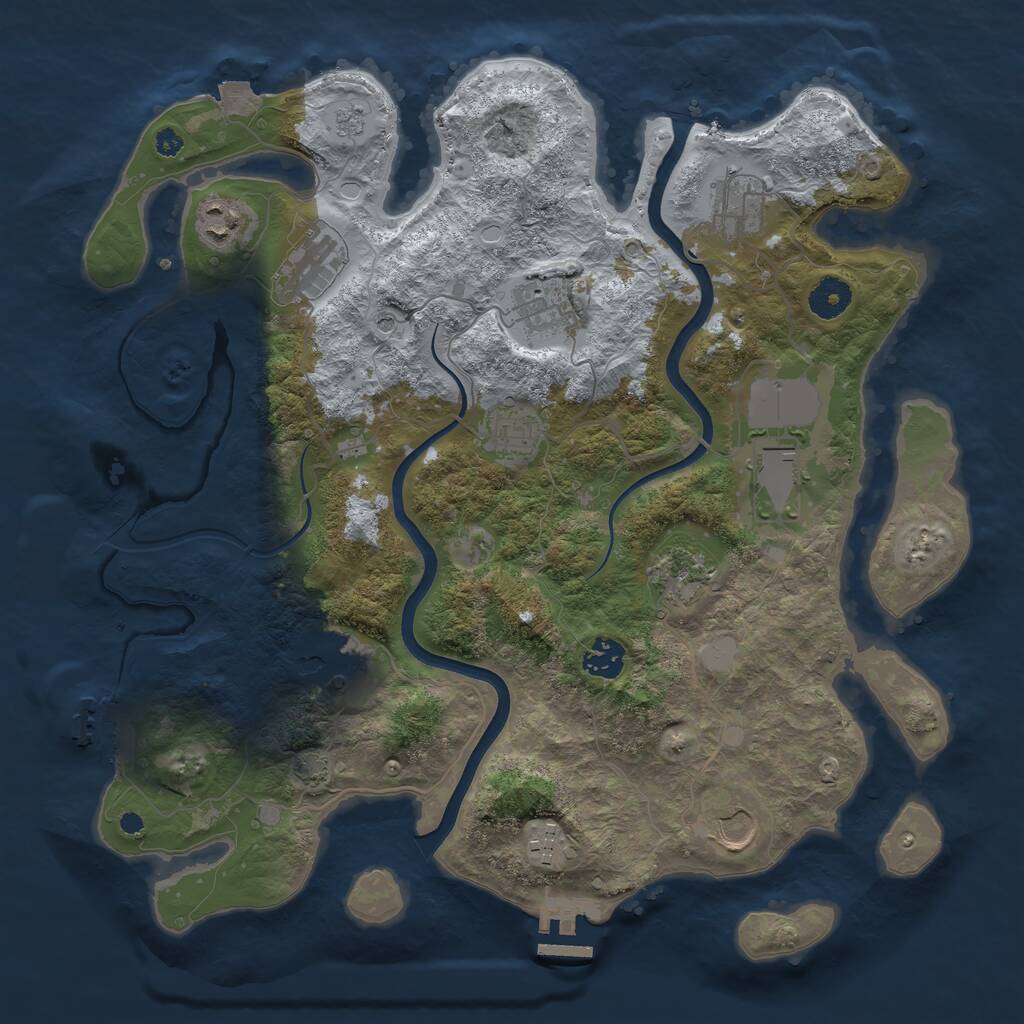 Rust Map: Procedural Map, Size: 3750, Seed: 1865943975, 17 Monuments