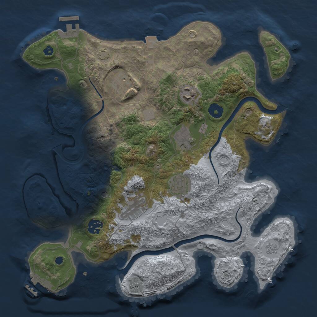 Rust Map: Procedural Map, Size: 3250, Seed: 1331288570, 13 Monuments