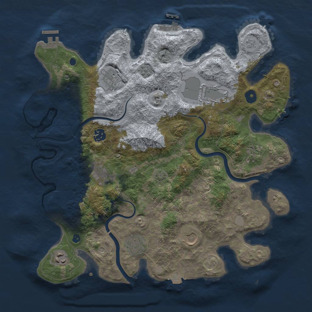 Rust Map: Procedural Map, Size: 3750, Seed: 156044664, 15 Monuments