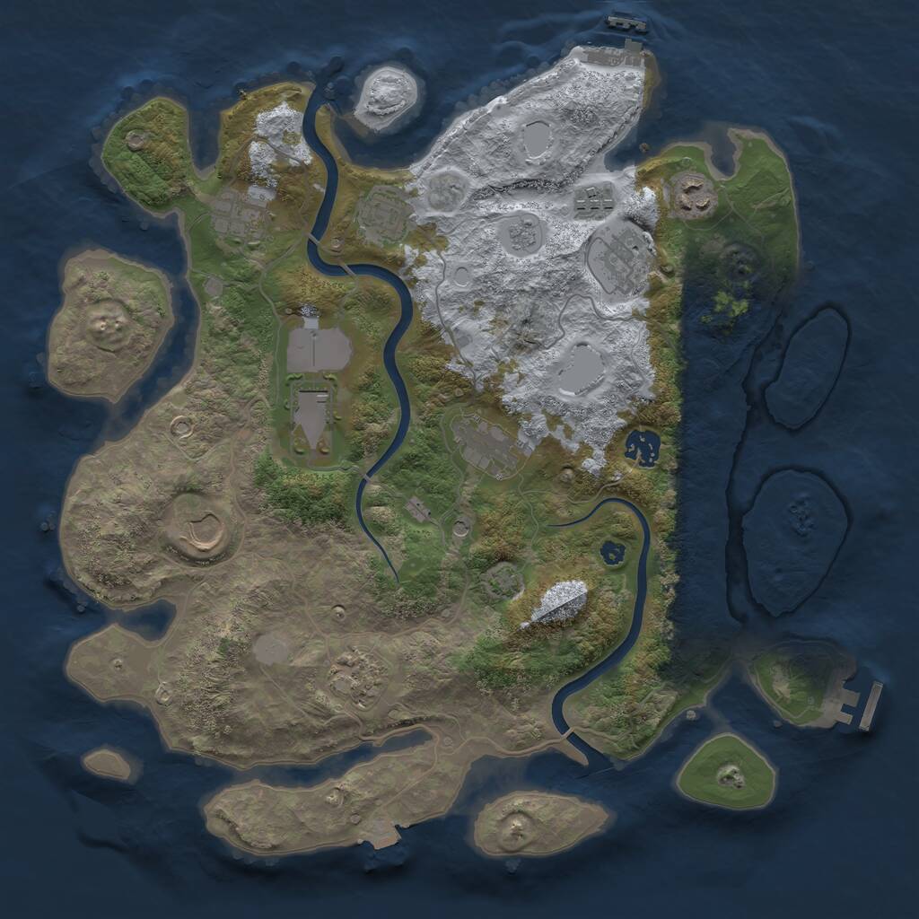 Rust Map: Procedural Map, Size: 3750, Seed: 1729909780, 16 Monuments