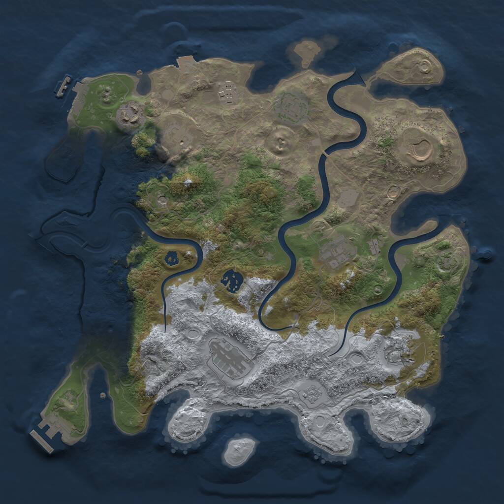 Rust Map: Procedural Map, Size: 3500, Seed: 637680170, 15 Monuments