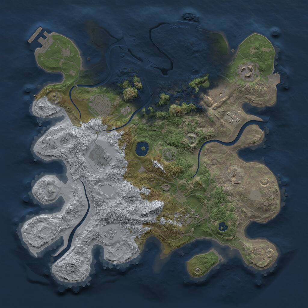 Rust Map: Procedural Map, Size: 3250, Seed: 190764722, 12 Monuments