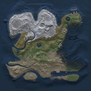 Thumbnail Rust Map: Procedural Map, Size: 3000, Seed: 990942531, 13 Monuments