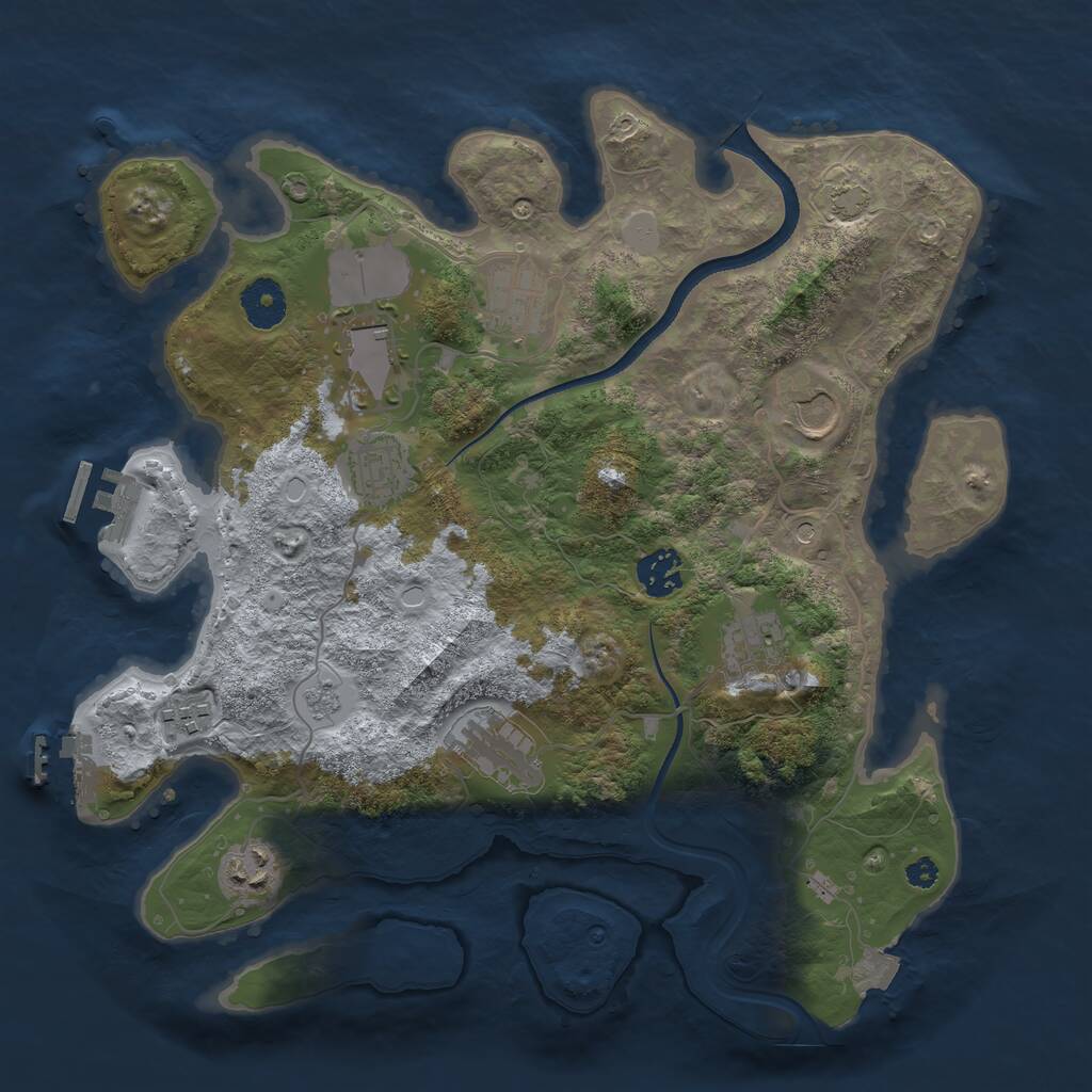 Rust Map: Procedural Map, Size: 3500, Seed: 1257085092, 15 Monuments