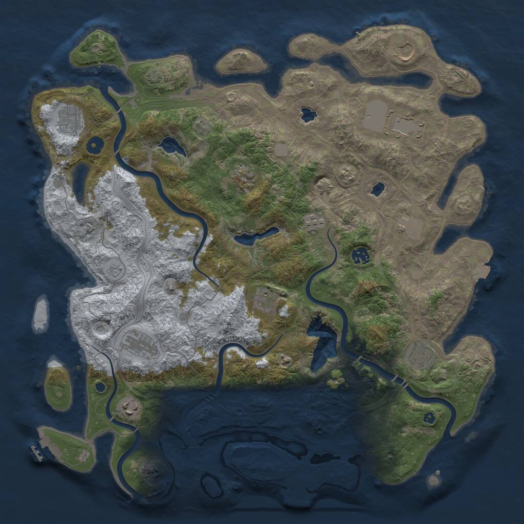 Rust Map: Procedural Map, Size: 4500, Seed: 511281578, 17 Monuments