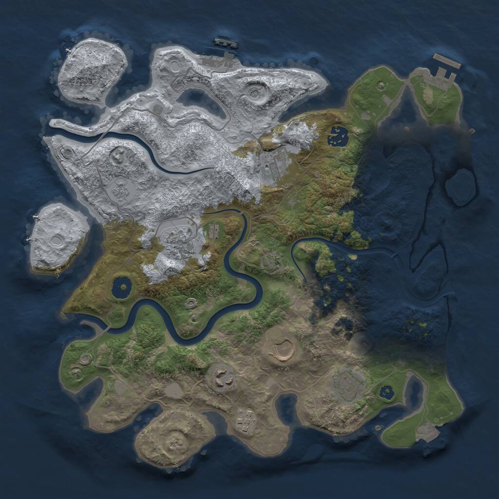 Rust Map: Procedural Map, Size: 3500, Seed: 1822, 13 Monuments