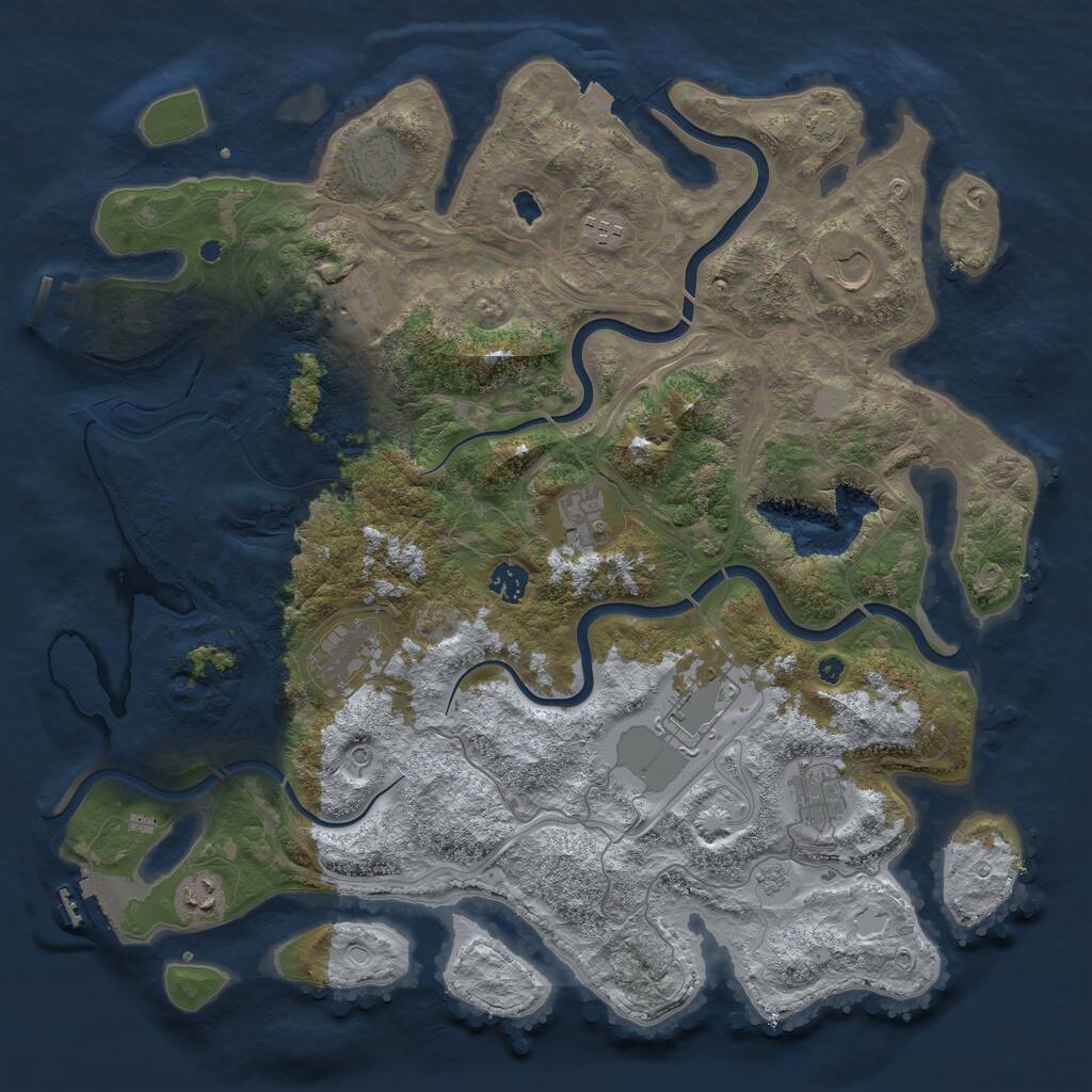 Rust Map: Procedural Map, Size: 4250, Seed: 1223693712, 16 Monuments