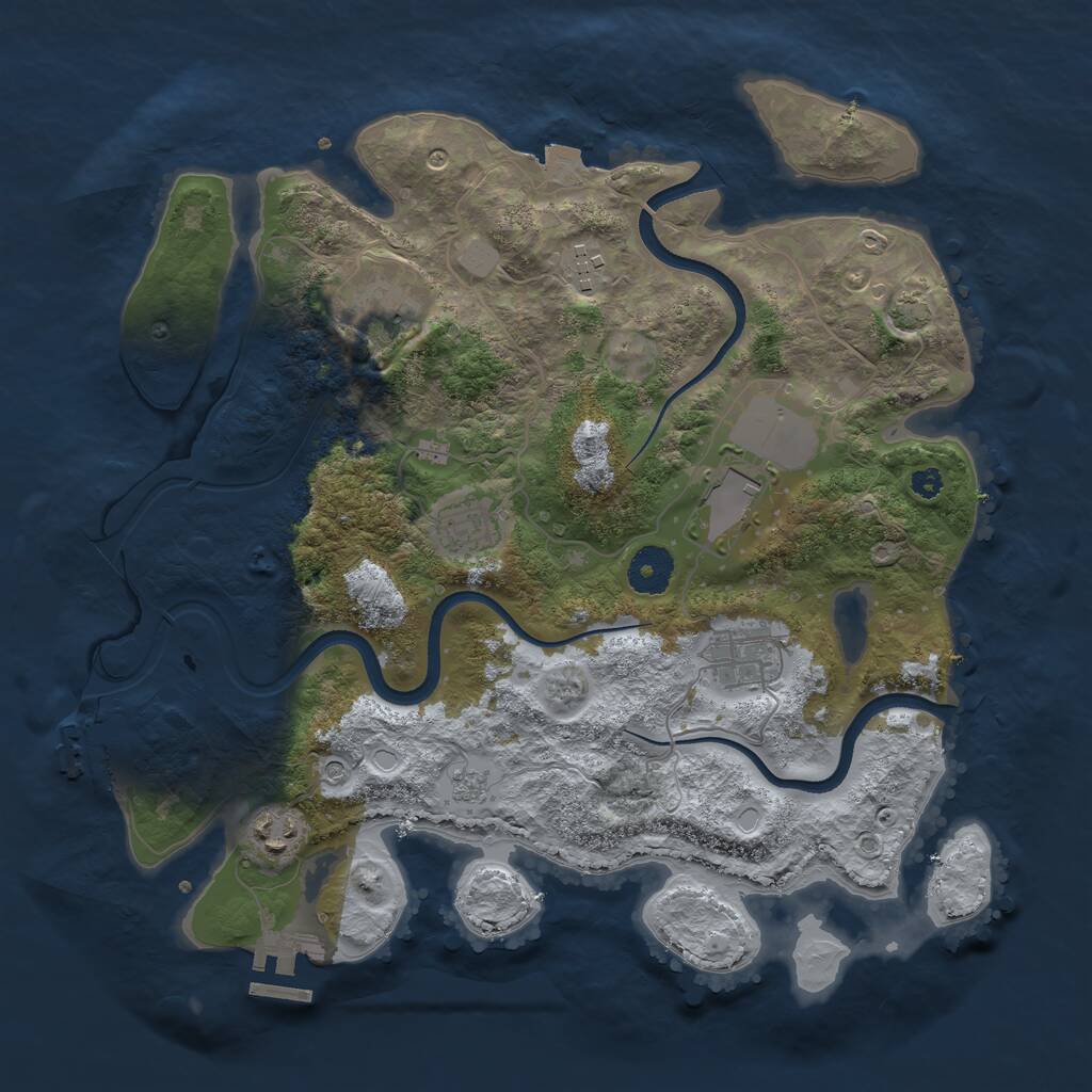 Rust Map: Procedural Map, Size: 3500, Seed: 602134400, 12 Monuments