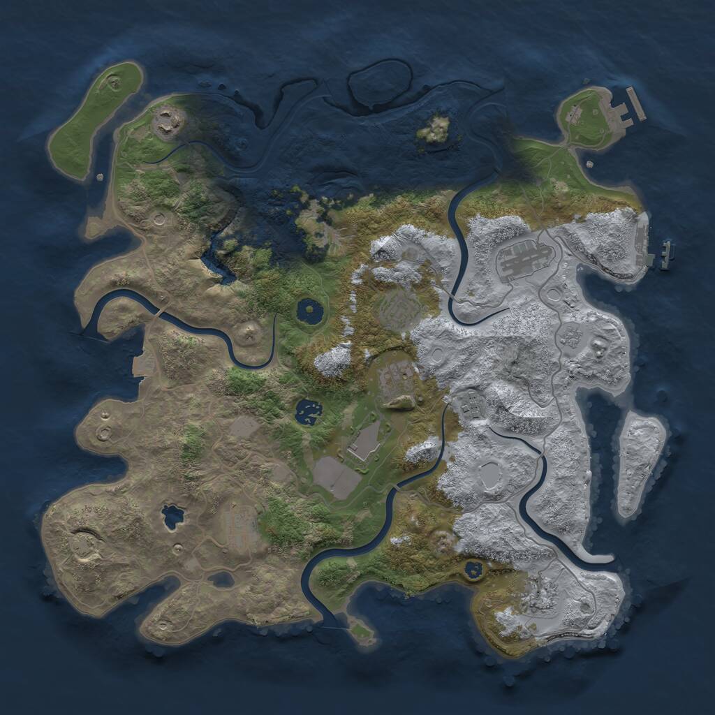 Rust Map: Procedural Map, Size: 4050, Seed: 1903974246, 15 Monuments