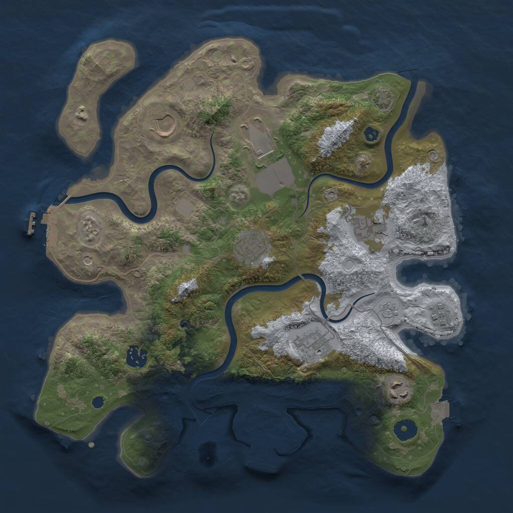 Rust Map: Procedural Map, Size: 3500, Seed: 1801908653, 14 Monuments