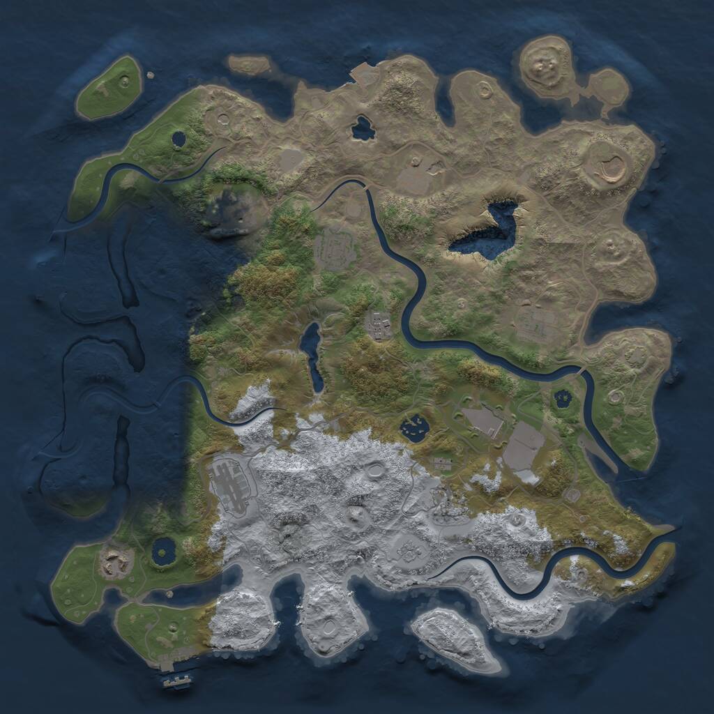 Rust Map: Procedural Map, Size: 4000, Seed: 1028898841, 17 Monuments