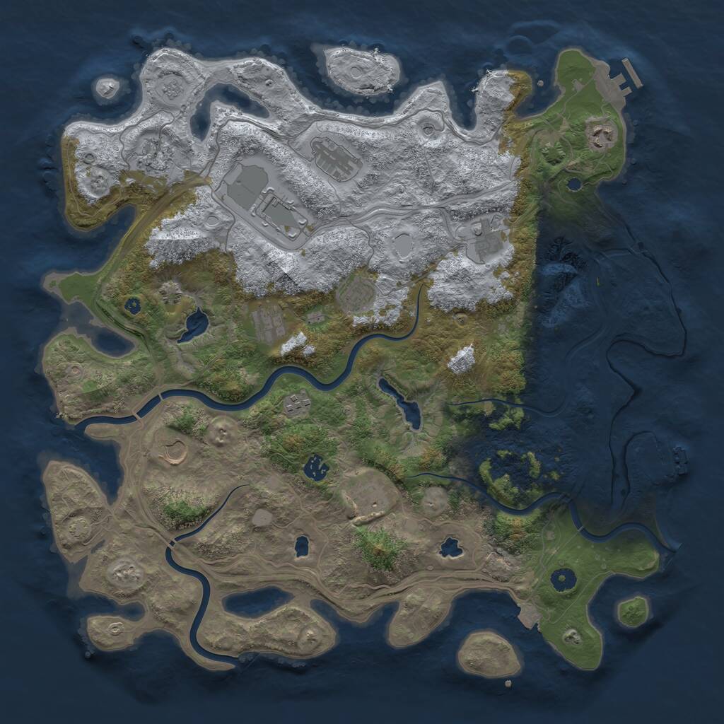Rust Map: Procedural Map, Size: 4500, Seed: 896284316, 17 Monuments