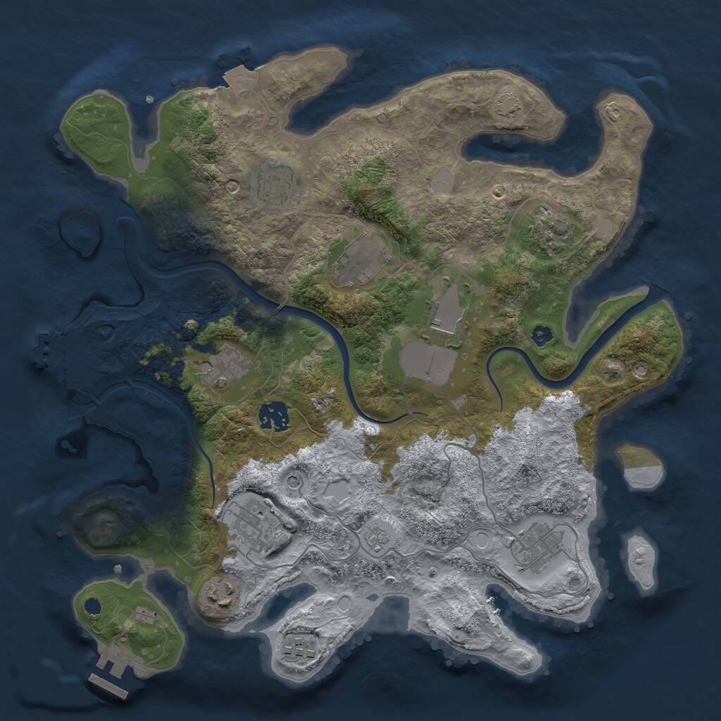 Rust Map: Procedural Map, Size: 3500, Seed: 1034467789, 16 Monuments