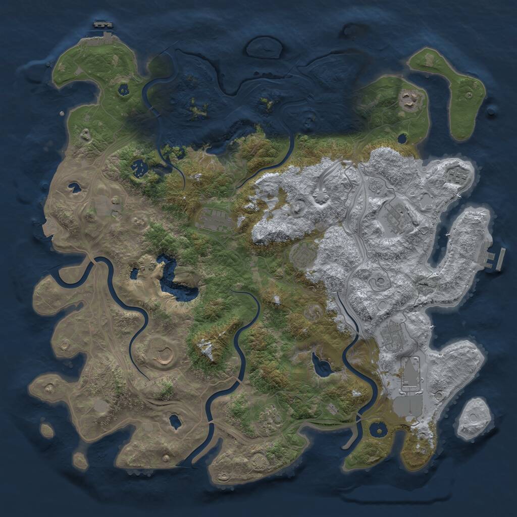Rust Map: Procedural Map, Size: 4500, Seed: 455231755, 17 Monuments