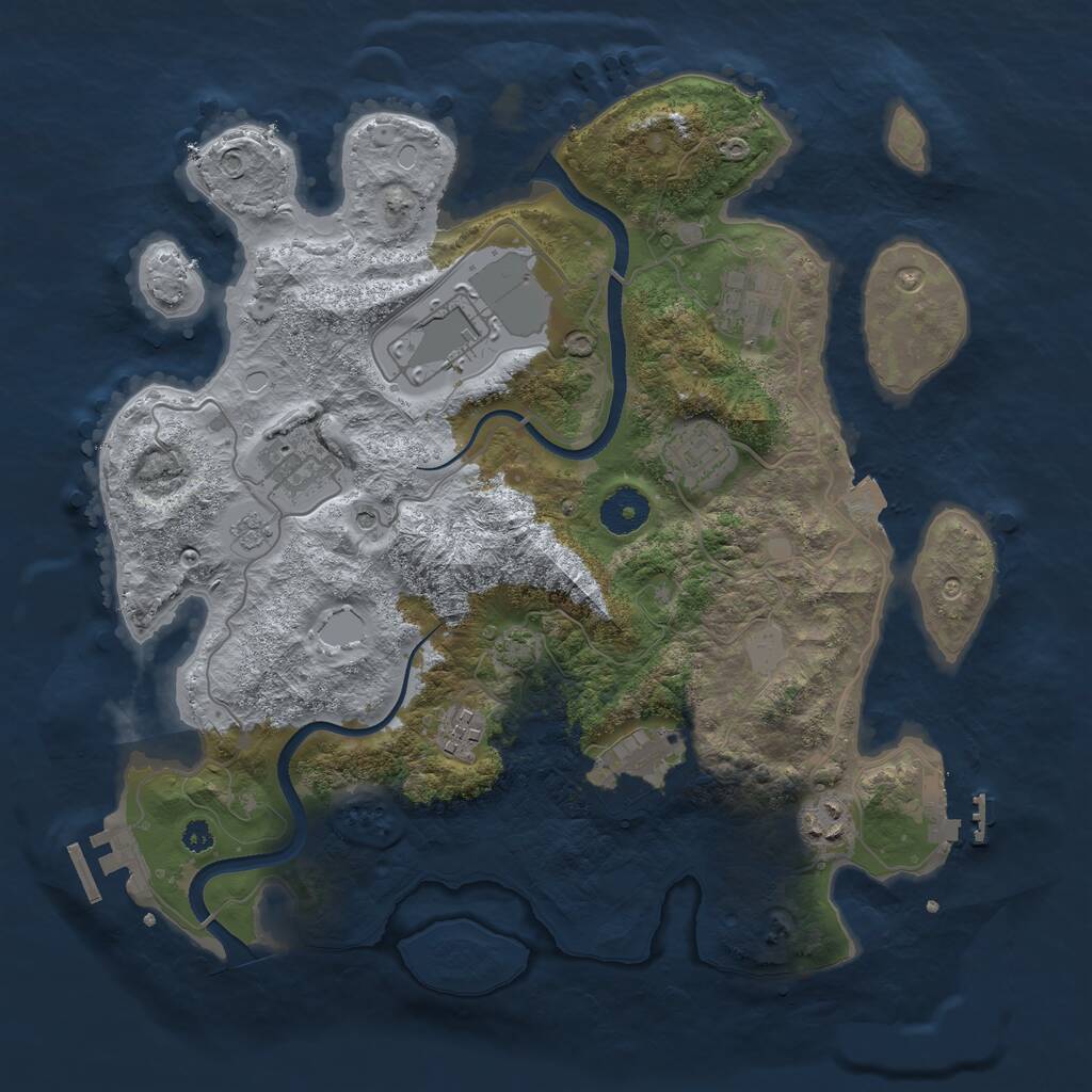 Rust Map: Procedural Map, Size: 3500, Seed: 1370812994, 13 Monuments