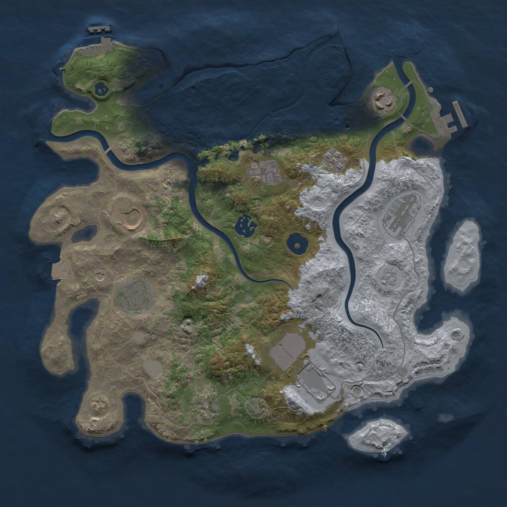 Rust Map: Procedural Map, Size: 3600, Seed: 2059909746, 15 Monuments