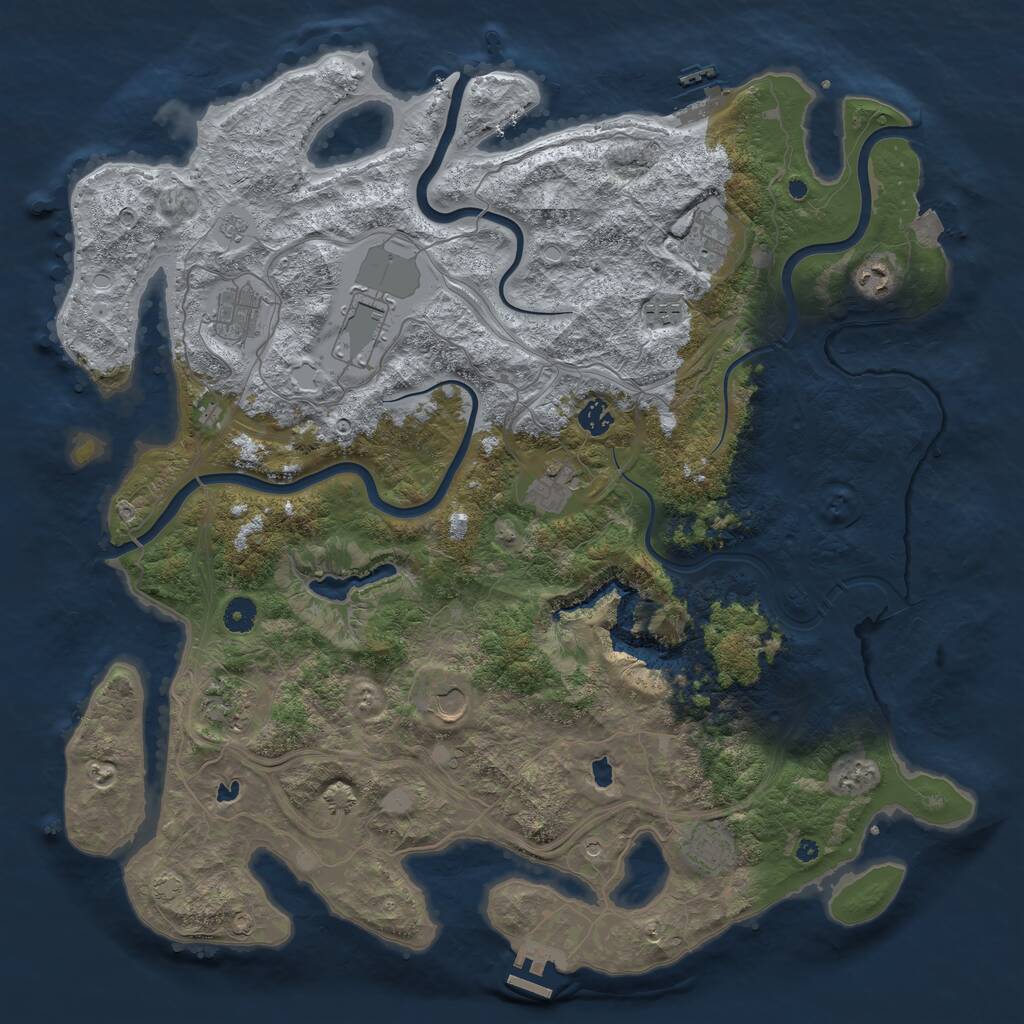 Rust Map: Procedural Map, Size: 4500, Seed: 1156127879, 16 Monuments