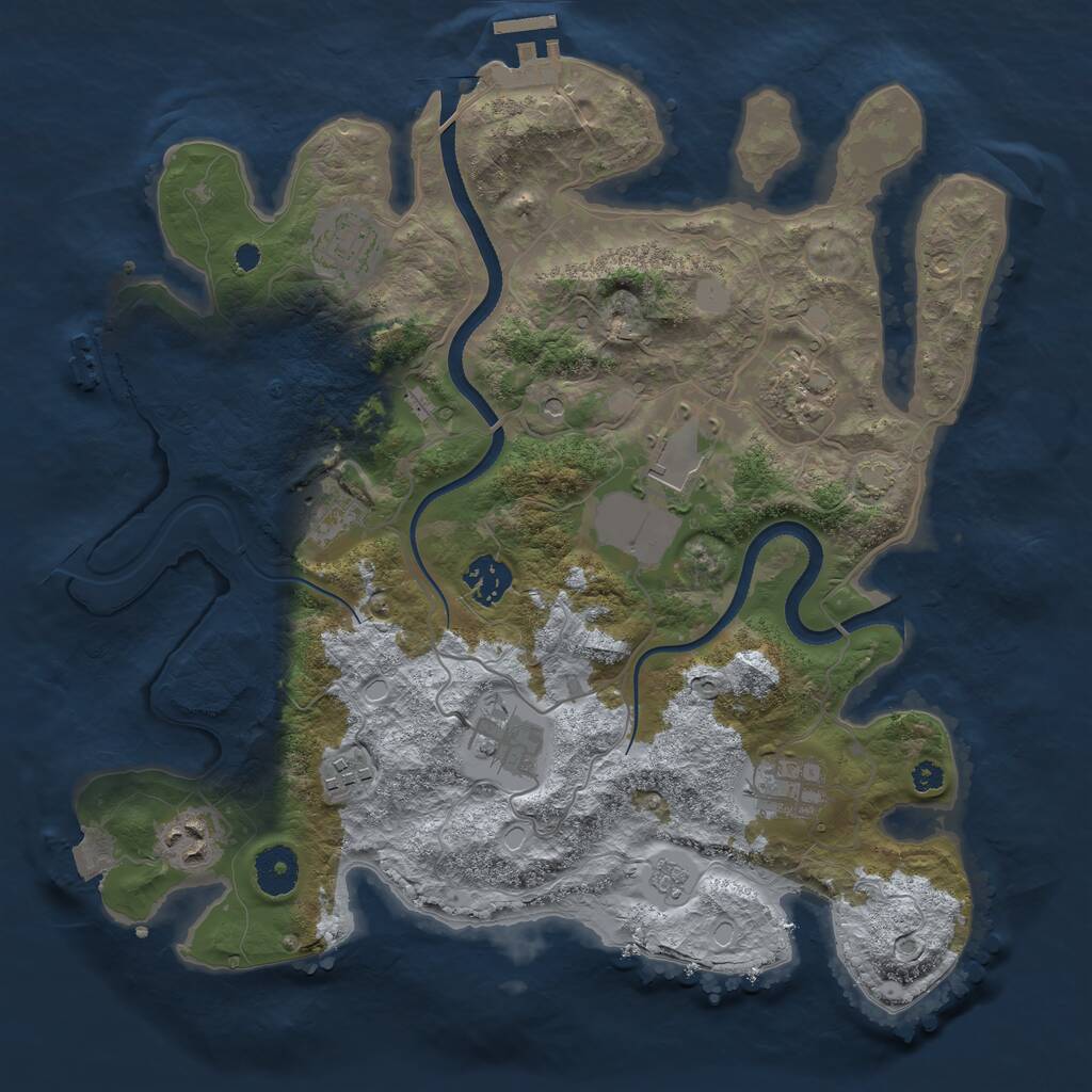 Rust Map: Procedural Map, Size: 3500, Seed: 700776252, 15 Monuments