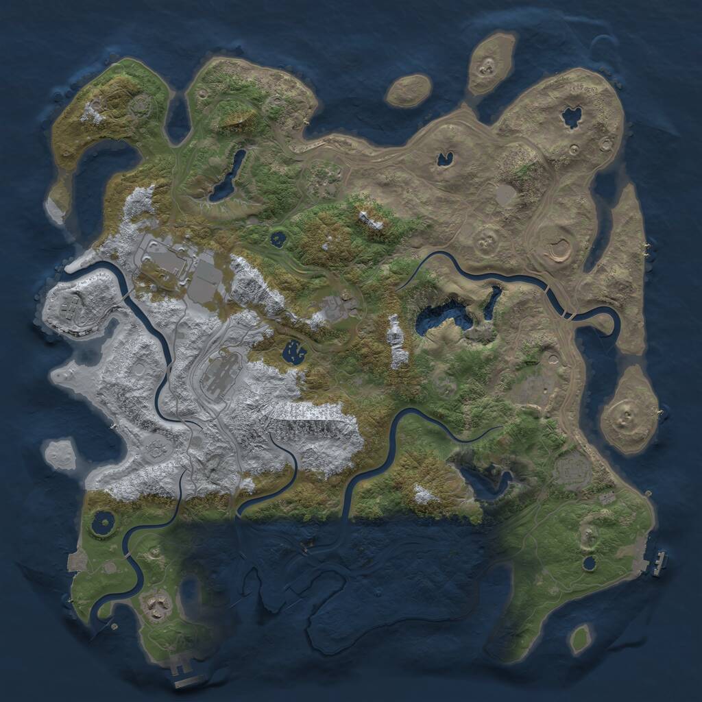 Rust Map: Procedural Map, Size: 4500, Seed: 951454674, 16 Monuments