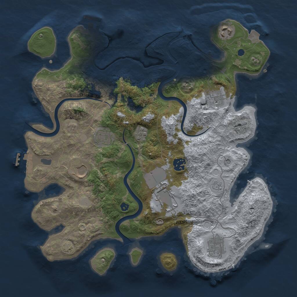 Rust Map: Procedural Map, Size: 3500, Seed: 245530831, 14 Monuments