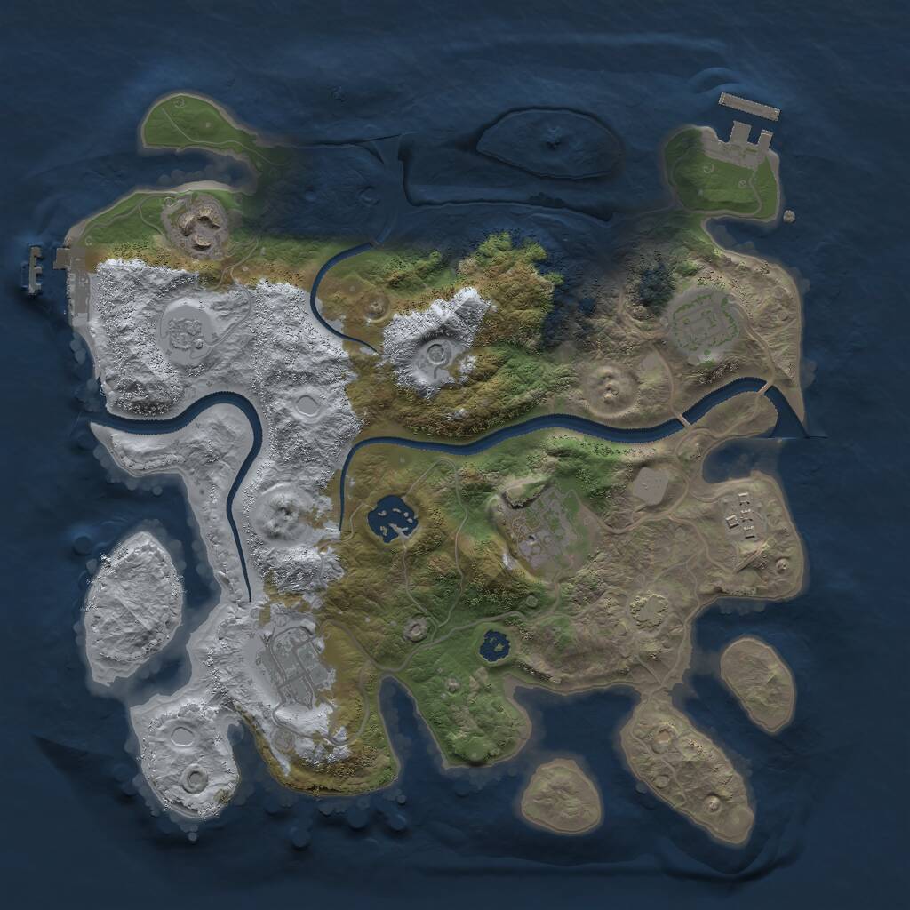 Rust Map: Procedural Map, Size: 3000, Seed: 23238787, 12 Monuments