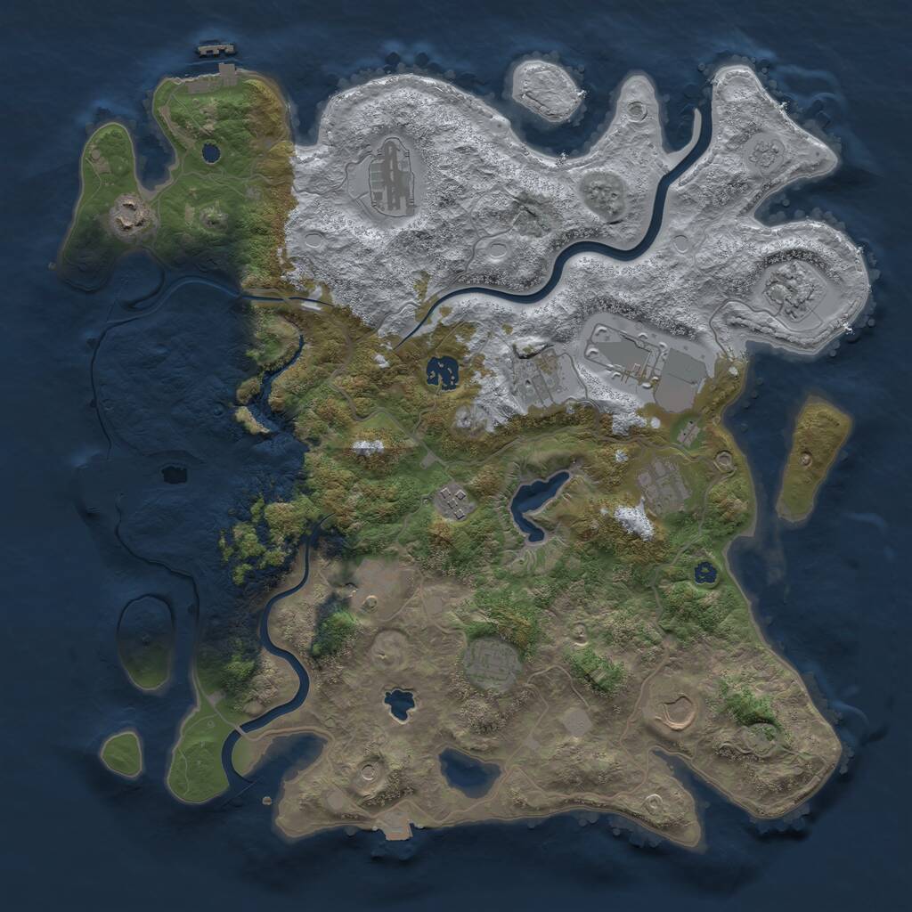 Rust Map: Procedural Map, Size: 4000, Seed: 1050939617, 17 Monuments