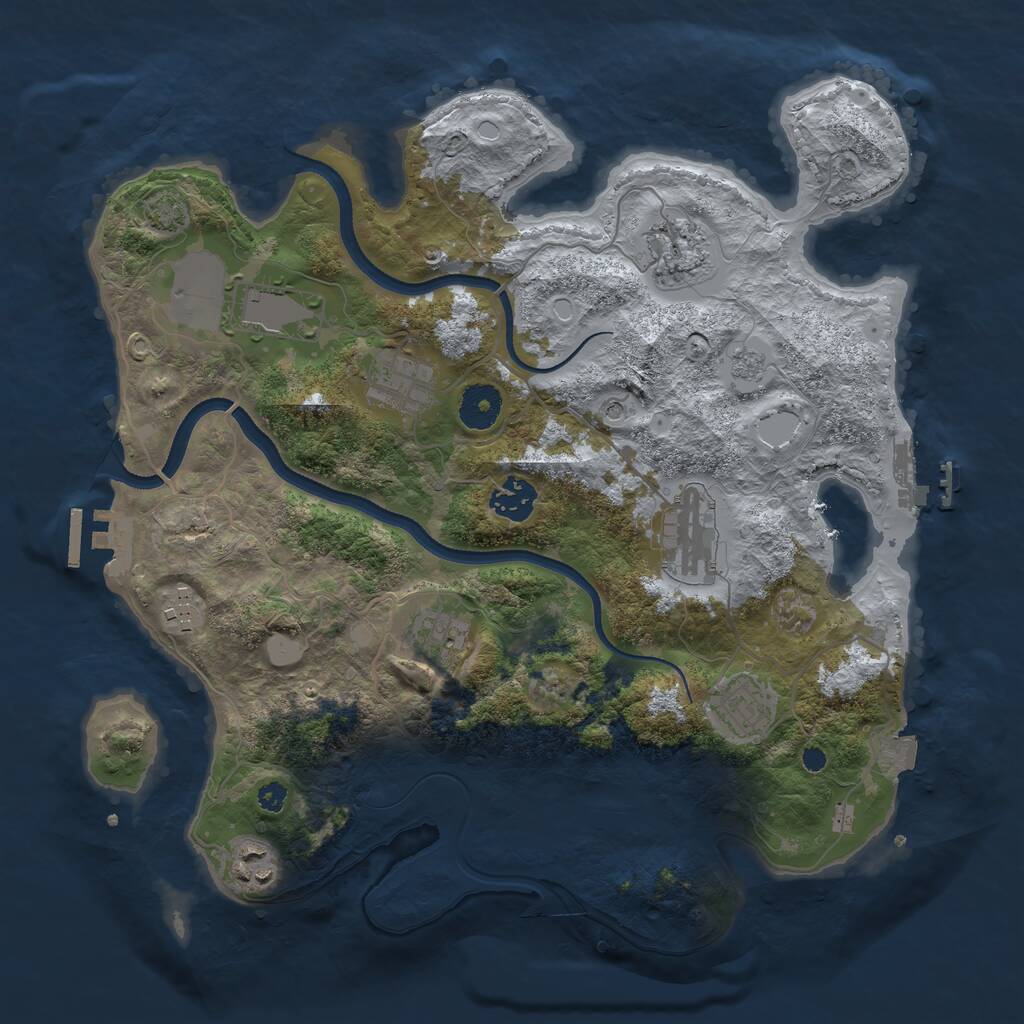 Rust Map: Procedural Map, Size: 3500, Seed: 1276694655, 15 Monuments